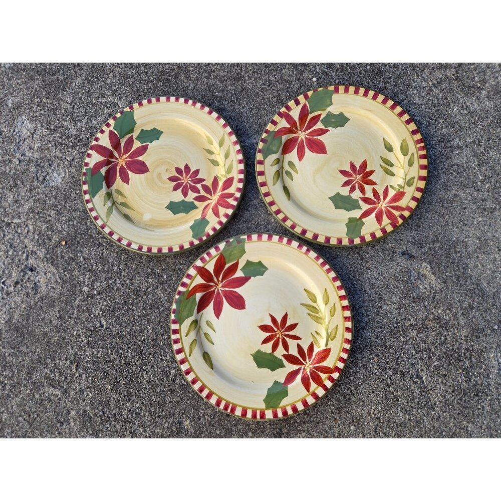 3 Pfaltzgraff Everyday Winter Blossom Floral Salad Plates Holiday Design